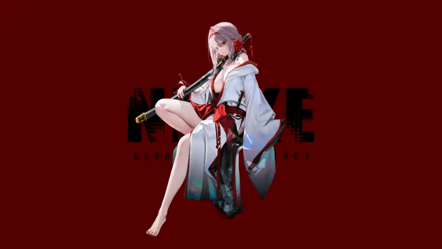 8k游戏插画壁纸-红莲莲花与长腿少女-NIKKE「哲风壁纸」