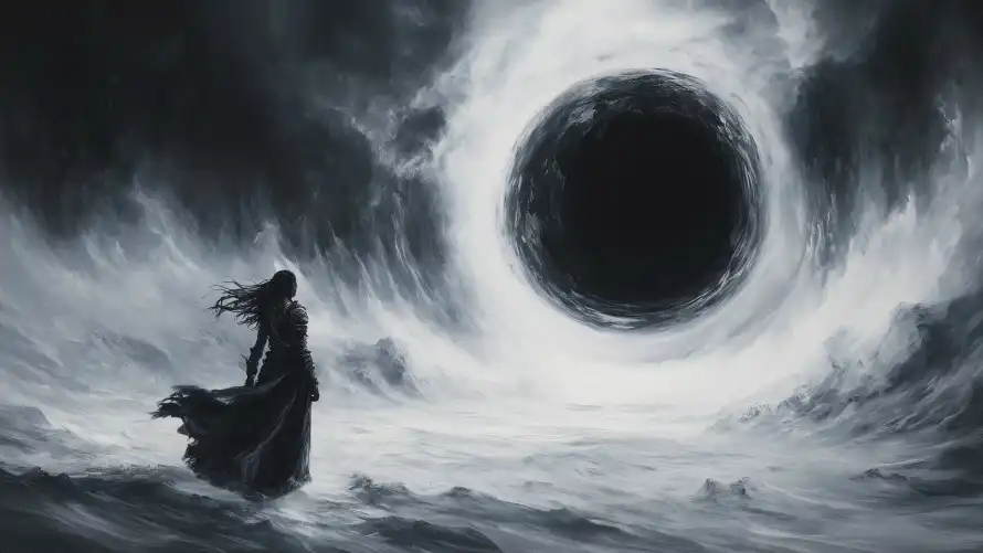 4k水墨风壁纸-暗黑艺术和水墨插画-漩涡场景「哲风壁纸」