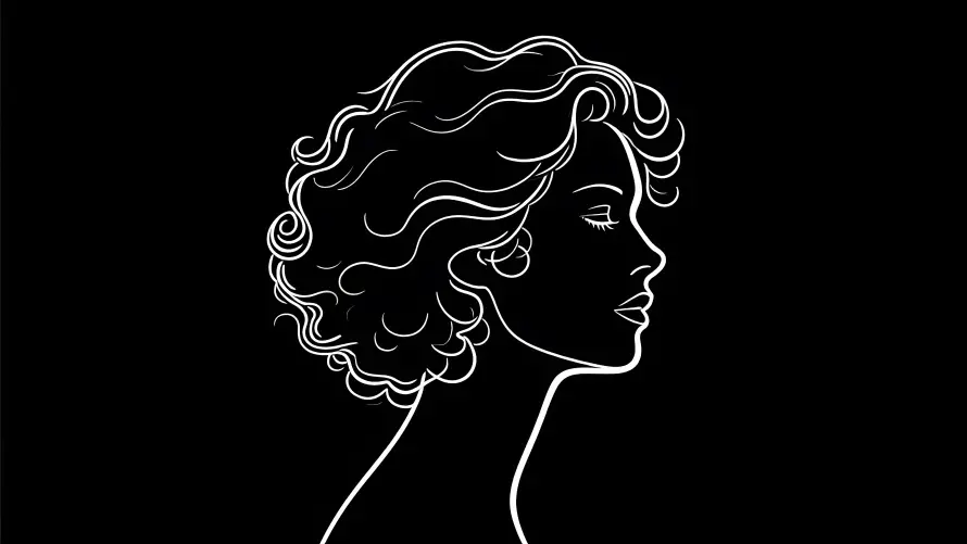 3k侧脸轮廓壁纸-女性侧脸 - 简洁线条-线条艺术「哲风壁纸」
