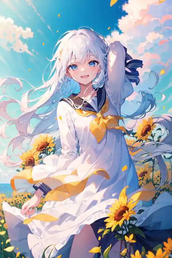 4k少女壁纸 - 花海 - 动漫插画 - 夏日清新「哲风壁纸」