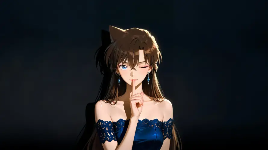 4k毛利兰壁纸-动漫美女壁纸和蓝裙少女-长发角色「哲风壁纸」