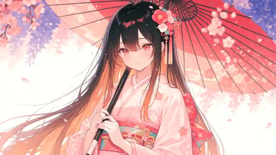 3k樱花壁纸-樱花季和美女-和服美女热门的壁纸「哲风壁纸」
