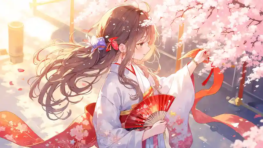 3k樱花壁纸-和服少女壁纸和美女-和风元素壁纸推荐「哲风壁纸」