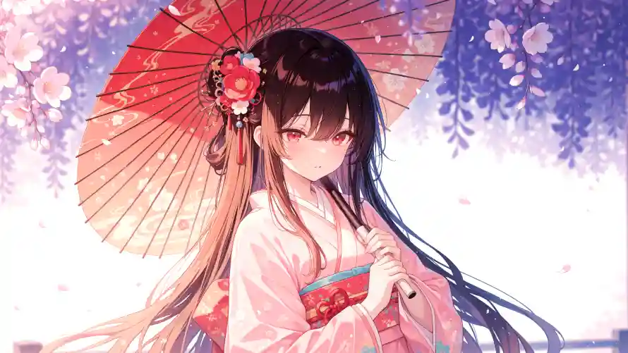 3k樱花壁纸-和服美女与美女-和风元素壁纸分享「哲风壁纸」