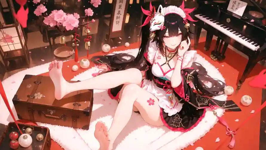 3k插画壁纸-传统服饰和樱花-和服少女壁纸分享「哲风壁纸」
