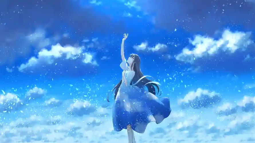 2k天空壁纸-云海场景与少女-云端晴空壁纸分享「哲风壁纸」