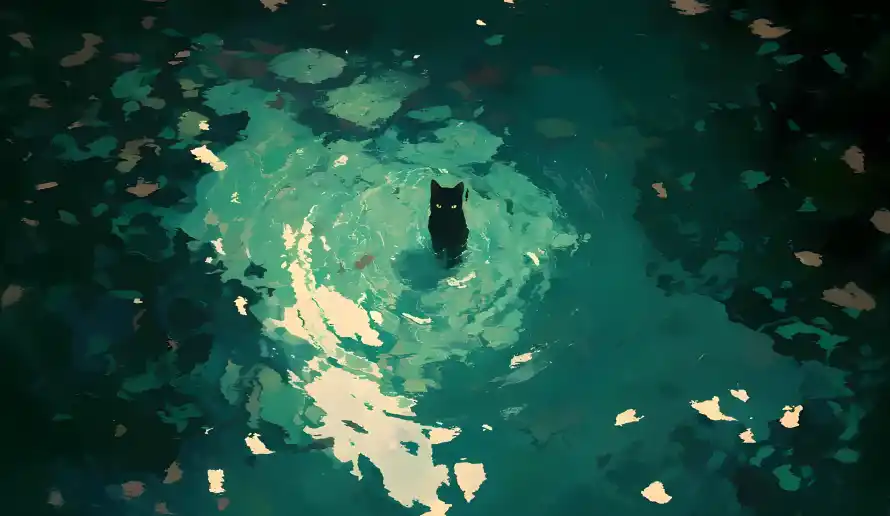 4k黑猫壁纸-光影插画与动物插画-夜色背景「哲风壁纸」