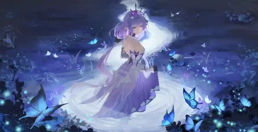 5k少女壁纸-星光森林和蝶-梦幻夜景免费下载「哲风壁纸」