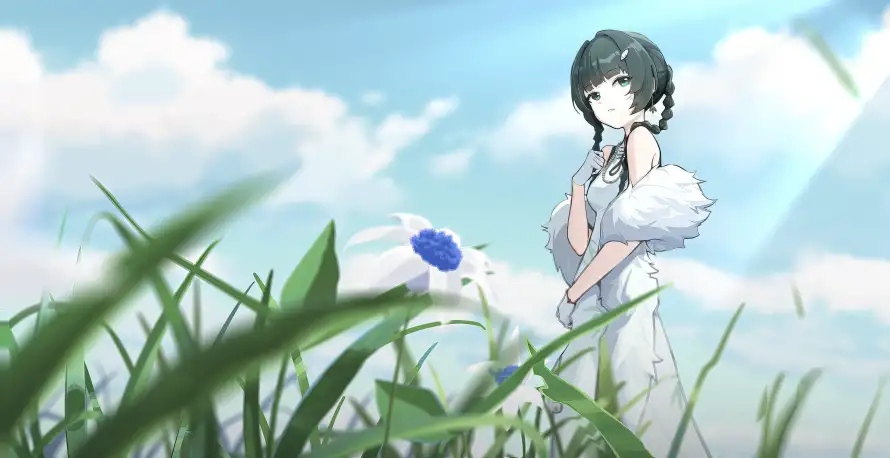 5k夏日壁纸-动漫少女与少女-草地场景壁纸分享「哲风壁纸」