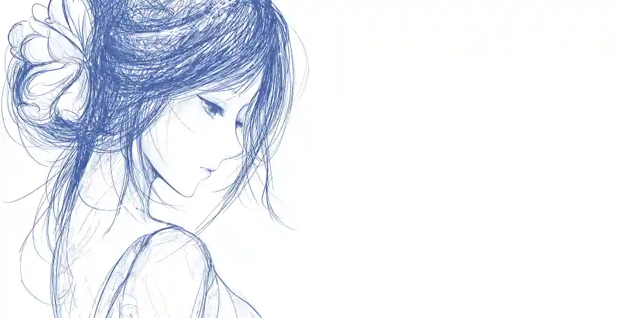 6k少女壁纸-侧颜少女和线稿-少女插画热门的壁纸「哲风壁纸」