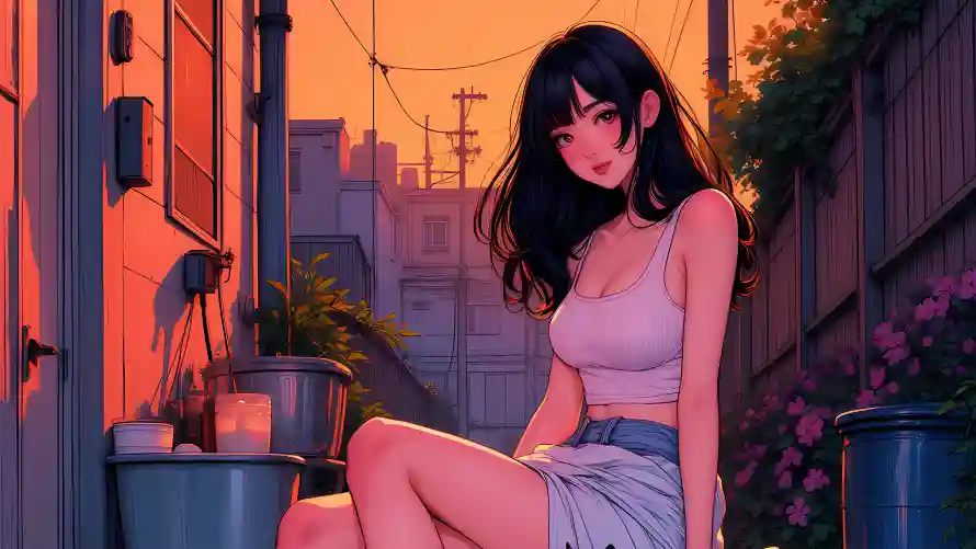 2k夕阳壁纸-动漫插画和少女-夕阳少女壁纸分享「哲风壁纸」