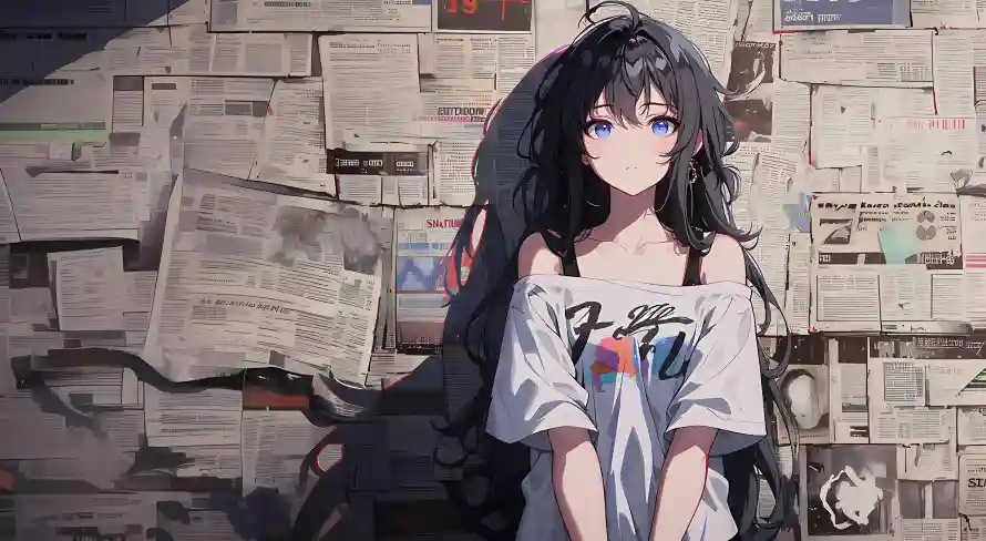 4k报纸壁纸-动漫插画和黑发-报纸背景壁纸推荐「哲风壁纸」