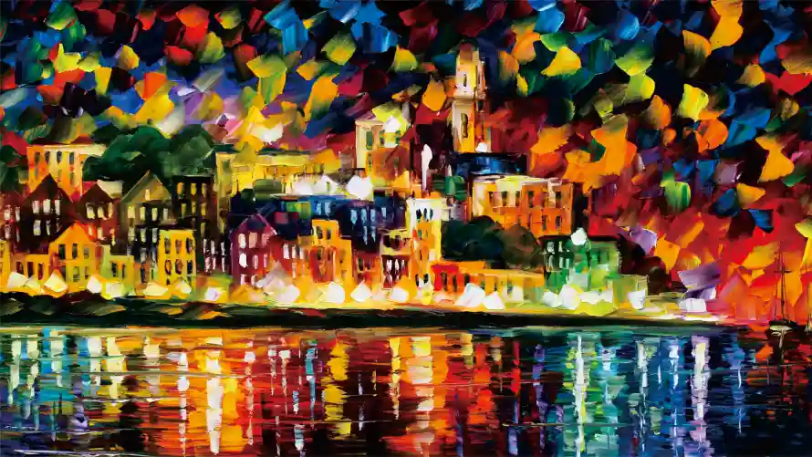 2k名画壁纸-城市夜景 - 油画-城市风光免费下载「哲风壁纸」