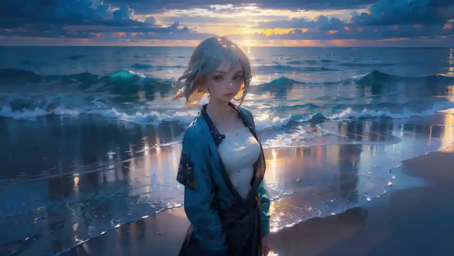 4k动漫壁纸 - 动漫插画 - 夕阳海滩 - 海景插画「哲风壁纸」 4k动漫壁纸 - 动漫插画 - 夕阳海滩 - 海景插画「哲风壁纸」