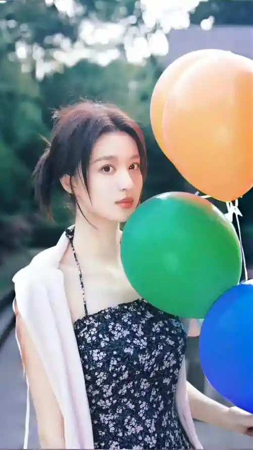 4k户外壁纸 - 气球 - 美女 - 王楚然「哲风壁纸」