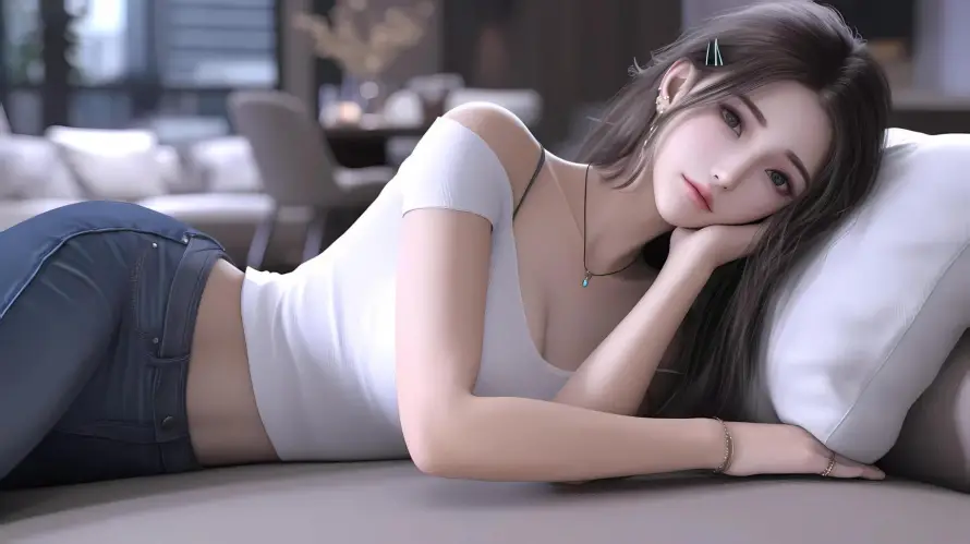 4k女生壁纸 - 美女 - 休闲风格 - 室内背景「哲风壁纸」