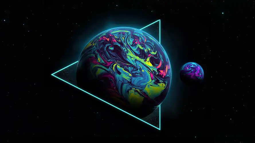4k星空壁纸 - 黑 - 黑星空 - 几何边框「哲风壁纸」