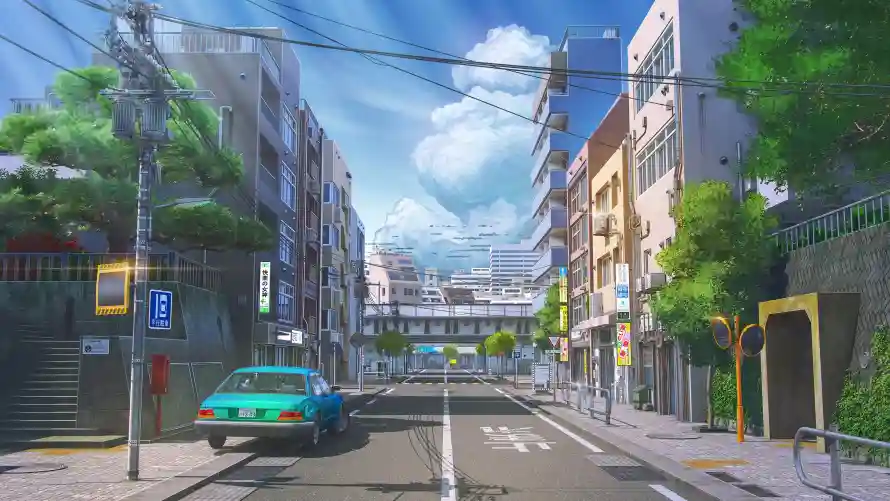 4k风景壁纸 - 二次元 - 动漫风景 - 城市街道「哲风壁纸」