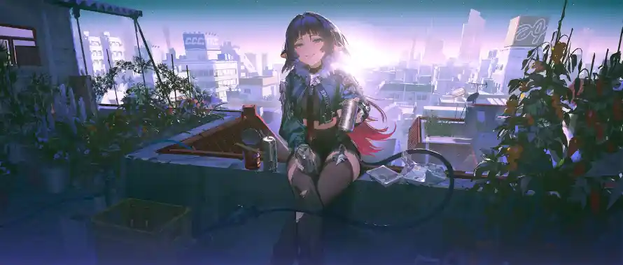 4k少女壁纸 - zzz - 城市夜景 - 天台场景「哲风壁纸」