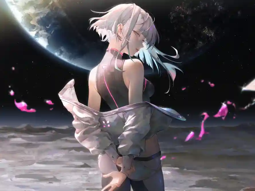 4k少女壁纸-2077与少女插画-未来宇宙「哲风壁纸」