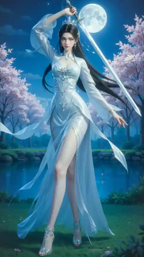4k古装壁纸 - 月下 - 白衣 - 美人「哲风壁纸」