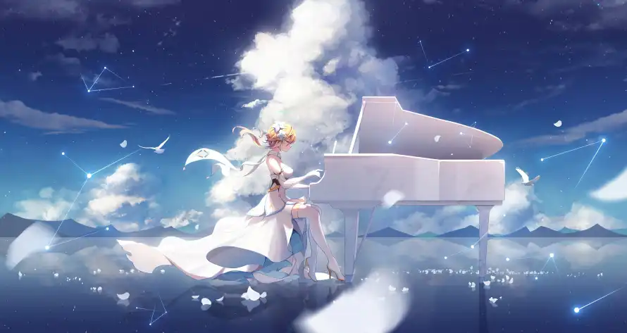4k云朵壁纸 - 夜空 - 少女 - 星空「哲风壁纸」