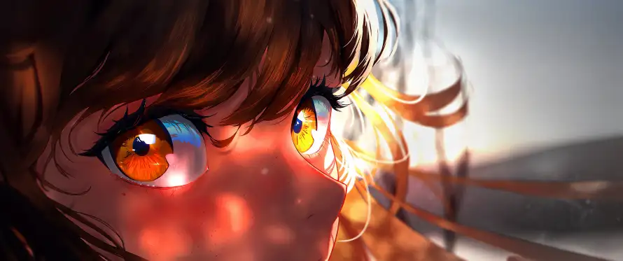 4k动漫壁纸 - 少女 - 光影侧脸 - 动漫少女「哲风壁纸」