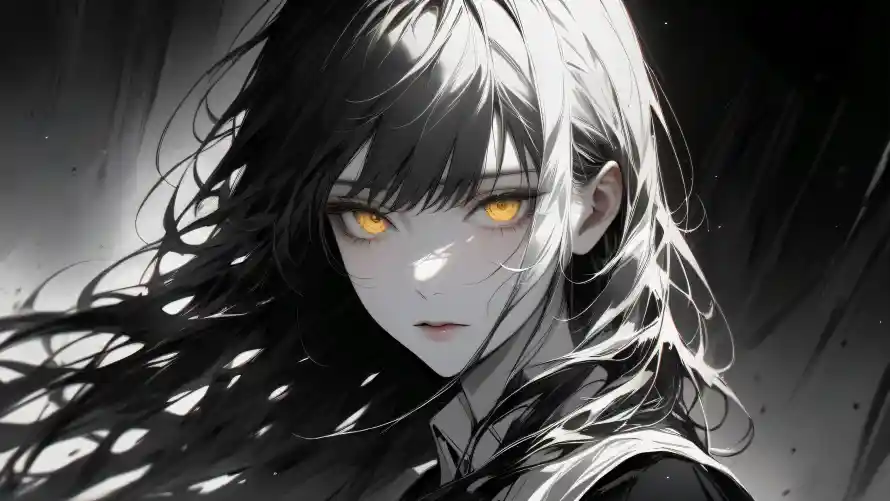 4k暗黑系壁纸-黑长直和动漫少女-琉璃之瞳「哲风壁纸」