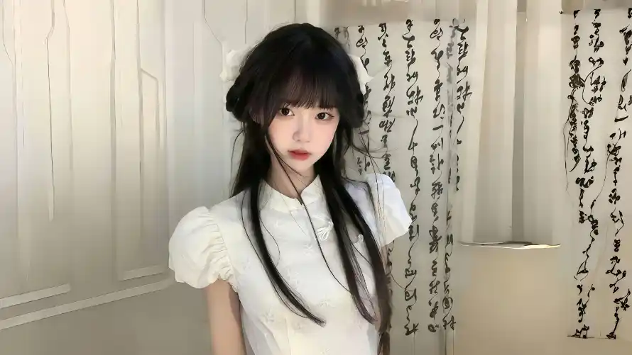 8k书法壁纸-双马尾 - 古风-清纯少女热门的壁纸「哲风壁纸」