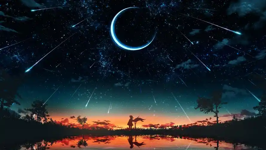 2k剪影壁纸-黄昏 - 流星-免费下载「哲风壁纸」