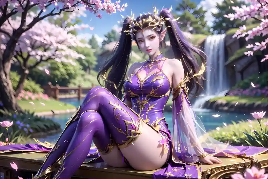 4k动漫壁纸-动漫壁纸与樱花-紫色服装免费下载「哲风壁纸」