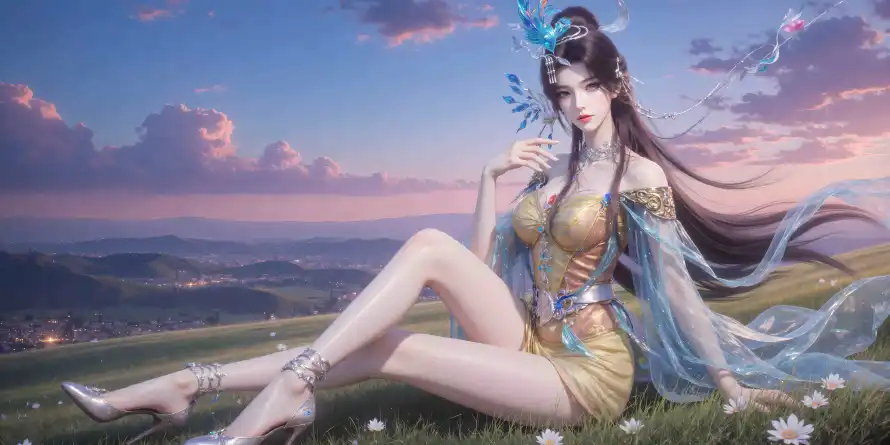 18k云彩壁纸-云望舒和仙侠-蓝色发饰免费下载「哲风壁纸」