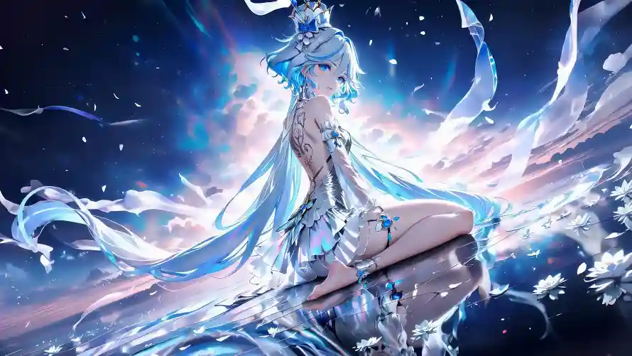 4k原神壁纸 - 水元素 - 芙宁娜 - 星空背景「哲风壁纸」