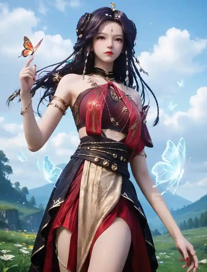 4k冷筱壁纸 - 壁纸 - 红衣 - 草地「哲风壁纸」