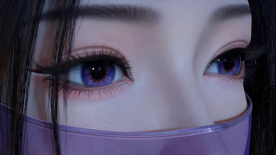 4k神秘壁纸 - 紫灵 - 紫色面纱 - 蓝色眼眸「哲风壁纸」