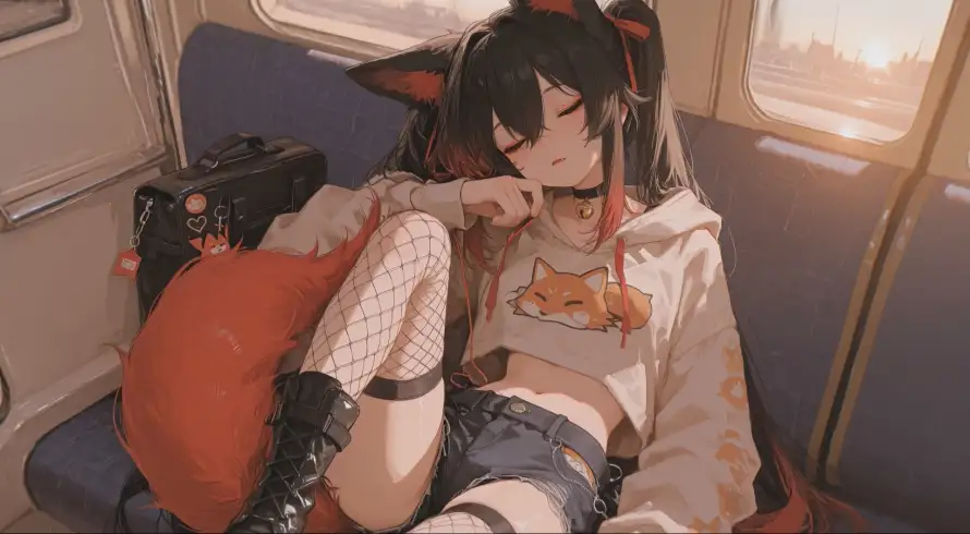4k兽耳壁纸 - 列车 - 动漫 - 少女「哲风壁纸」