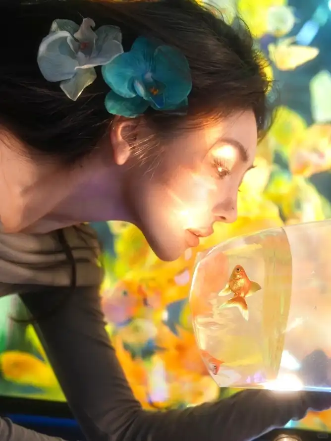 4k光影壁纸 - 真人 - 氛围感 - 花朵头饰「哲风壁纸」