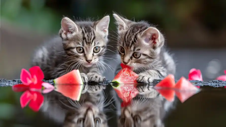 4k倒影壁纸 - 宠物 - 幼猫 - 西瓜「哲风壁纸」 4k倒影壁纸 - 宠物 - 幼猫 - 西瓜「哲风壁纸」