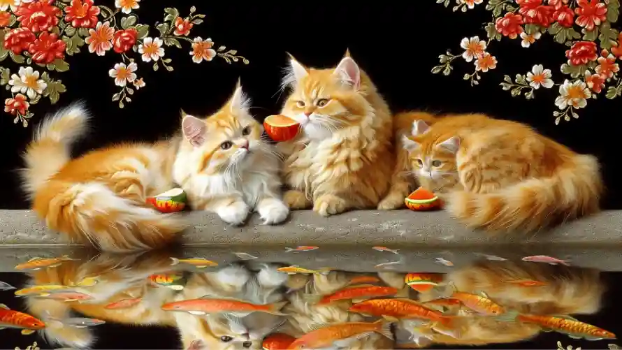 4k倒影壁纸 - 壁纸 - 橘猫 - 锦鲤「哲风壁纸」 4k倒影壁纸 - 壁纸 - 橘猫 - 锦鲤「哲风壁纸」