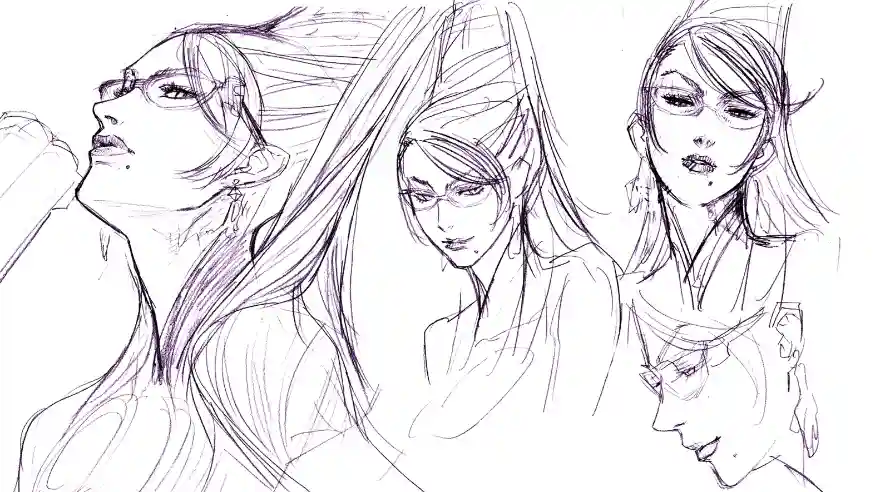 4k手绘壁纸 - 草图 - 线条画 - 角色设计「哲风壁纸」