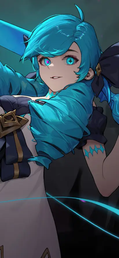 4k剪刀壁纸 - 格温 - 蓝发 - 游戏角色「哲风壁纸」