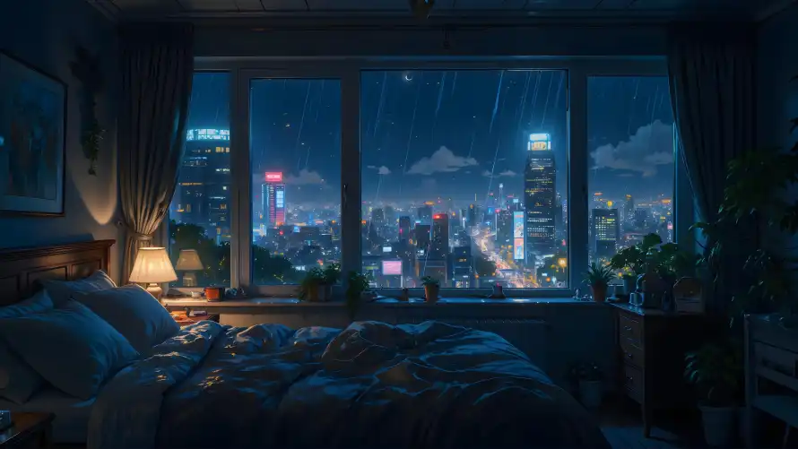 4k卧室台灯壁纸 - 城市夜景 - 城市雨景 - 夜晚窗景「哲风壁纸」 4k卧室台灯壁纸 - 城市夜景 - 城市雨景 - 夜晚窗景「哲风壁纸」