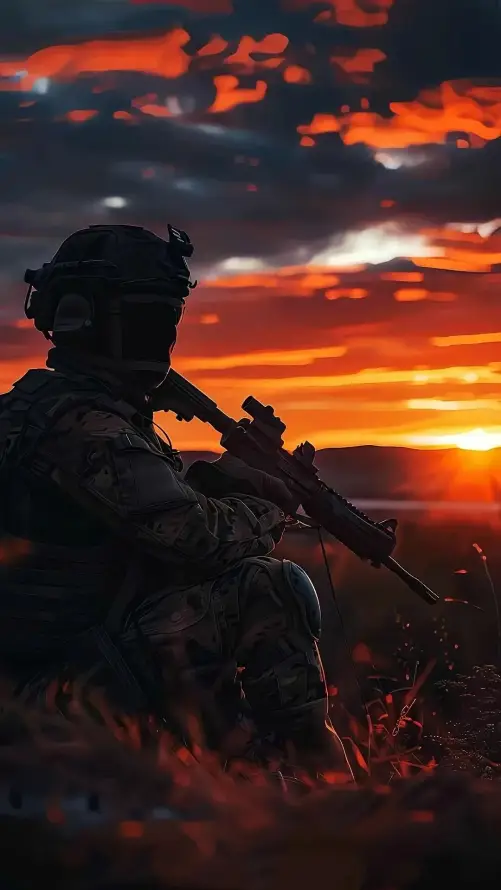 4k军装壁纸 - 士兵 - 夕阳 - 晚霞「哲风壁纸」