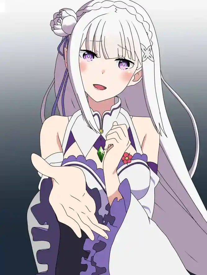 4k白发壁纸 - 紫瞳 - 银发 - 艾米莉亚「哲风壁纸」