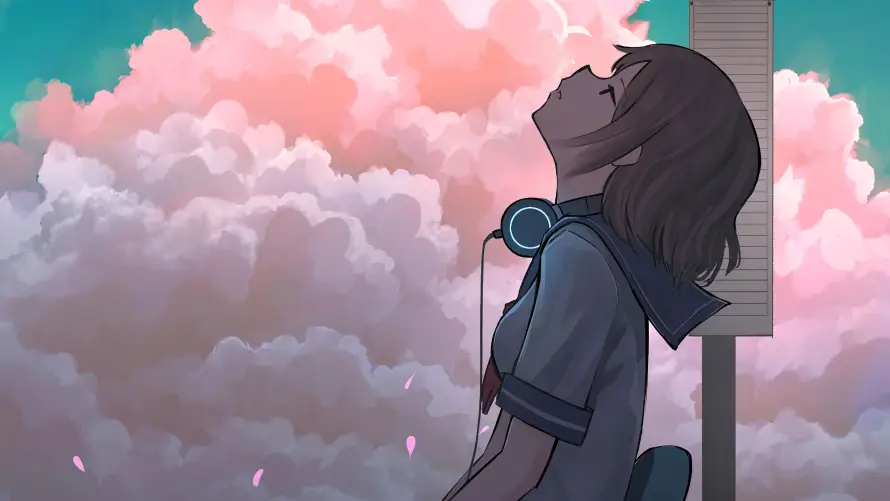 4k校服壁纸 - 耳机 - 蓝天 - 动漫少女「哲风壁纸」 4k校服壁纸 - 耳机 - 蓝天 - 动漫少女「哲风壁纸」