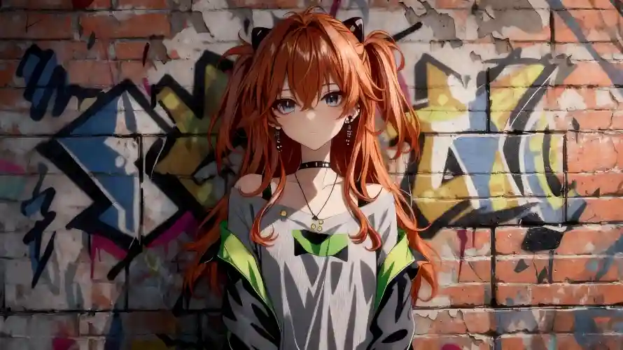 4k蓝眼壁纸 - 双马尾 - 涂鸦墙 - 橙发少女「哲风壁纸」 4k蓝眼壁纸 - 双马尾 - 涂鸦墙 - 橙发少女「哲风壁纸」