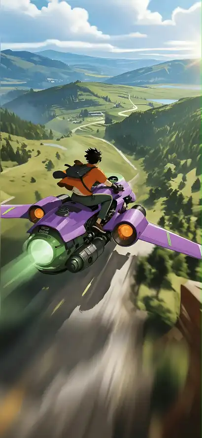 4k动漫壁纸 - 山脉 - 飞翔 - 橙色衣服「哲风壁纸」