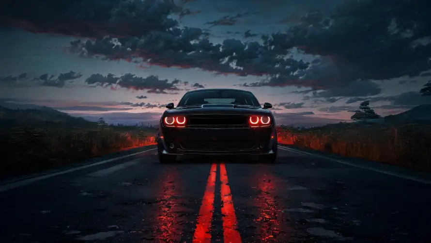 5k晚霞壁纸-地狱猫 - 跑车-免费下载「哲风壁纸」