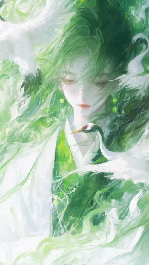 4k清新壁纸 - 白色 - 动漫少女 - 植物羽毛「哲风壁纸」