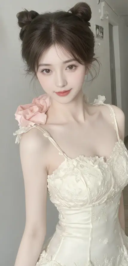 4k室内壁纸 - 纯欲 - 美女 - 丸子头「哲风壁纸」